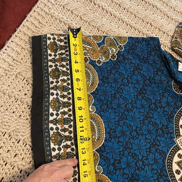 Gold Coast Kaftan Blue Paisley Pattern, Gold Glitter Accents women’s sz One Size - Picture 14 of 16